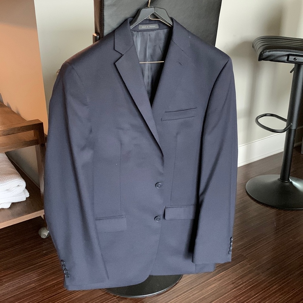 Calvin Klein Navy Suite (Coat 42L and Pants 34 Included)
